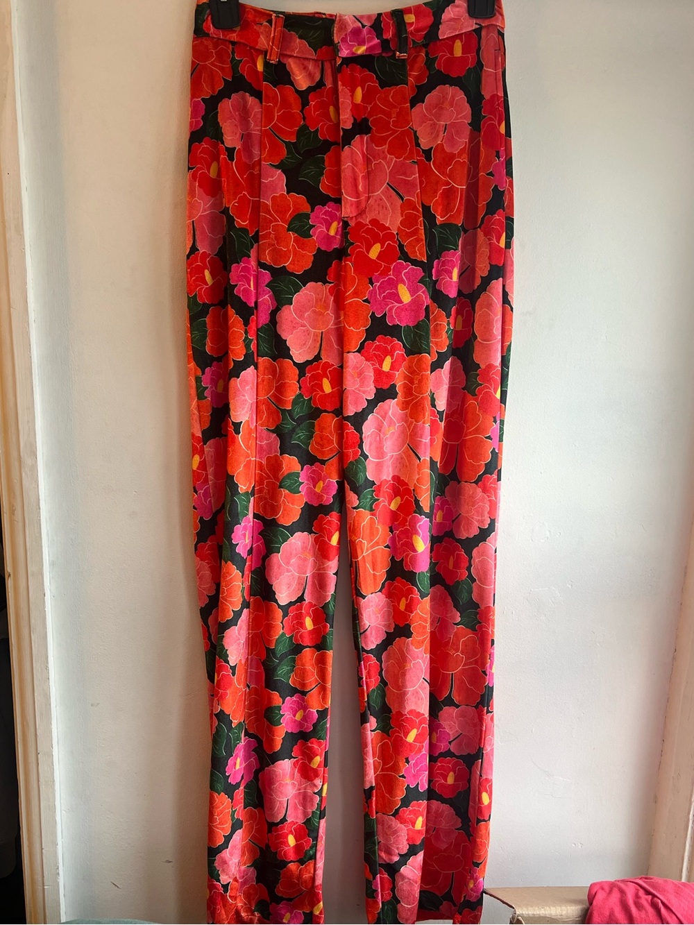 mixed Floral Print pants blooms NWT xs poly spandex soft